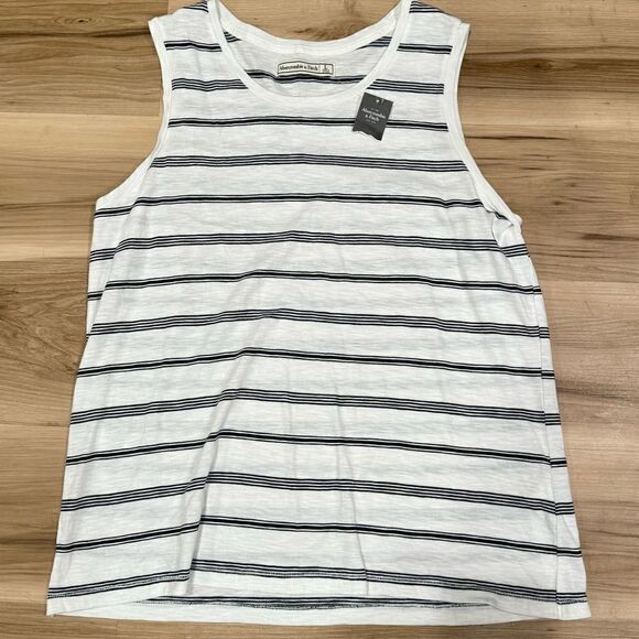 NEW Abercrombie and Fitch Striped Tank Top Women’s Large - Picture 1 of 3